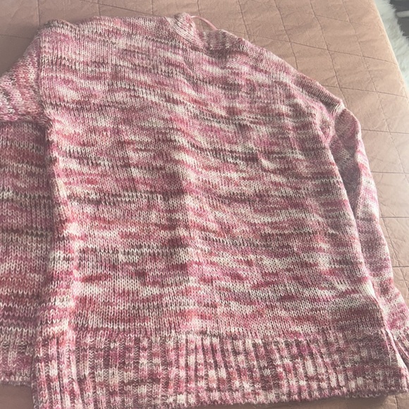 LOFT Marled space pink/red/ cream cardigan sweater - Picture 3 of 4